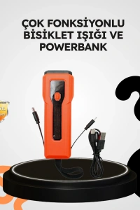 600 Lümen Bisiklet Ön Işık Powerbankli Çakar COB Led
