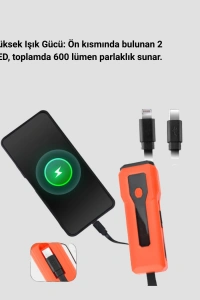 600 Lümen Bisiklet Ön Işık Powerbankli Çakar COB Led
