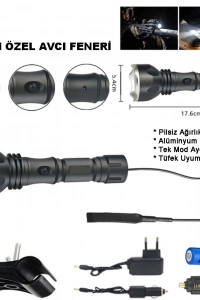 Orjinal 600 Lümen Tx6 Şarjlı Özel Avcı Feneri Watton Wt-253