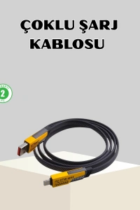 65W Çoklu Şarj Kablosu 4’ü 1 Arada Örgülü Hızlı Veri Aktarım USB-C USB-A