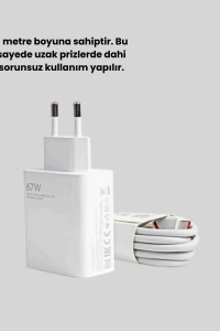 67 Watt Type C Şarj Adaptörü Poco X3 X4 X5 Pro Uyumlu