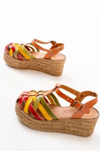 684-02 Multi Ortopedik Hakiki Deri Dolgu Kadın Sandalet