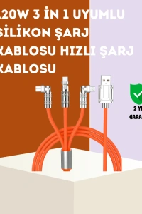 120 W Hızlı Çözüm Sunan 3ü 1 USB Şarj Kablosu– Sağlam Gövde