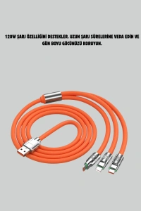 120 W Hızlı Çözüm Sunan 3ü 1 USB Şarj Kablosu– Sağlam Gövde