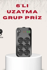 6’lı Grup Priz Termal Korumalı USB Type-C Çoklu Priz 2 Metre Kablo