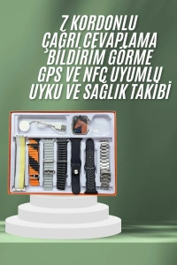 7 Kordonlu Akıllı Saat Plastik Kordon Hasır Kordon Çelik Kordon