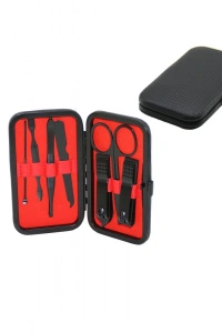 7 PCS - SİYAH MANİKÜR - PEDİKÜR SETİ SİYAH CÜZDAN MODELİ ÇANTALI