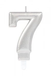 7 Rakamı Mum Gümüş Renk