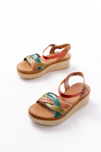 730-037 Multi Hakiki Deri Ortopedik Taban Kadın Sandalet