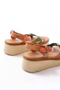 730-037 Multi Hakiki Deri Ortopedik Taban Kadın Sandalet