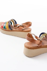 730-142 Multi Hakiki Deri Ortopedik Taban Kadın Sandalet