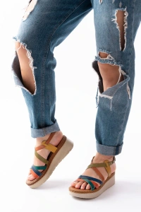 730-153 Multi Ortopedik Hakiki Deri Dolgu Kadın Sandalet