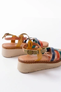 730-153 Multi Ortopedik Hakiki Deri Dolgu Kadın Sandalet