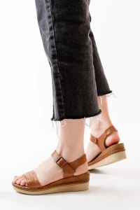 731-07 Taba Ortopedik Hakiki Deri Dolgu Kadın Sandalet