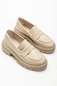 746-759 Bej Yanki Yüksek Tabanlı Loafer Ayakkabı