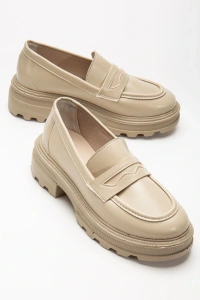 746-759 Bej Yanki Yüksek Tabanlı Loafer Ayakkabı