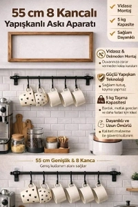 8 Kancalı Yapışkanlı Askı Aparatı