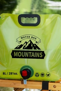 8 Litre Katlanabilir Musluklu Su Kabı - Kamp ve Doğa - Taşıma Kulplu