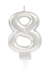 8 Rakamı Mum Gümüş Renk