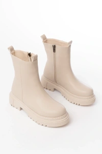 812-2012 Bej Luna Fermuarlı Günlük Kadın Bot