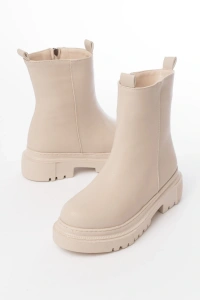 812-2012 Bej Luna Fermuarlı Günlük Kadın Bot