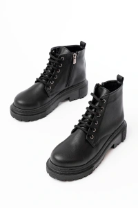 812-2129 Siyah Bağcıklı Fermuarlı Günlük Kadın Bot