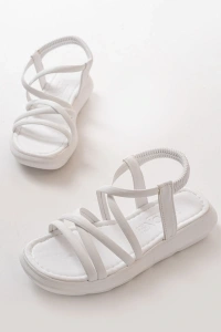 841-841 Beyaz Lastikli Günlük Kadın Sandalet