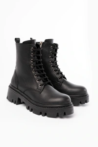 868-356 Siyah Bağcıklı Fermuarlı Günlük Kadın Bot