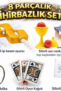 8’li Sihirbazlık Seti (Kibrit, Defter, Halka, Kupa, İp, 3’lü Kart)