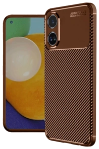 A60 Kılıf Auto Focus Karbon Kapak - Kahverengi
