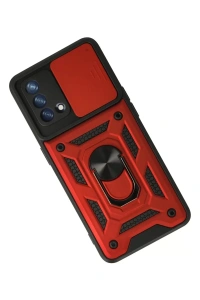 A74 4G Kılıf Pars Lens Yüzüklü Silikon - Kırmızı