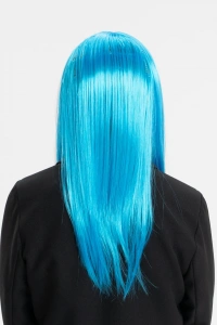 Açık Mavi Renk Uzun Düz Parti Peruğu