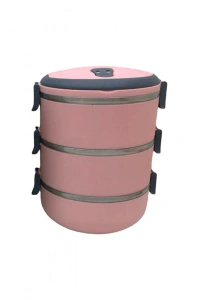 AÇIK PEMBE 3LÜ SEFER TASI SAKLAMA KABI 1.8LT