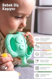 Açık Yeşil Bebek Silikon Diş Kaşıyıcı