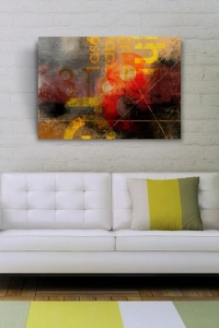 Afiş Sarı ve Kırmızı Tonlarda Kanvas Tablo 50 x 70