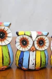 Ahşap 3lü Baykuş Seti Model 4