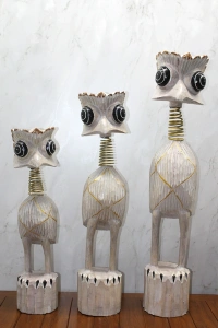 Ahşap 3lü Deve Kuşu Seti 90 Cm