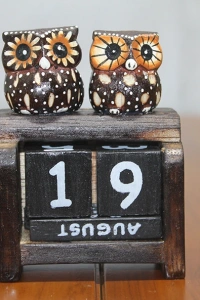 Ahşap Baykuş Takvim Küçük Boy