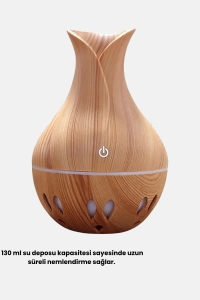 Ahşap Desenli 130 ml Aromaterapi Difüzör Sessiz ve USB Bağlantılı
