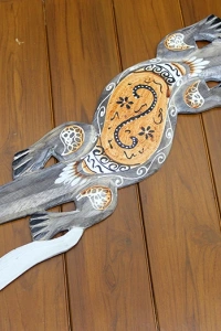 Ahşap Duvara Asmalı Kertenkele Figürü