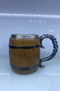 Ahşap Fıçı Çelik Kupa Kod 1152B