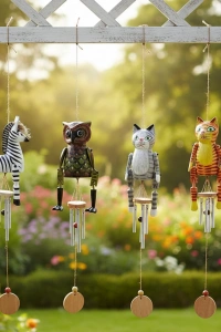 Ahşap Hayvan Figürlü Rüzgar Çanı Model 2