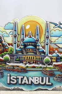 Ahşap İstanbul Temalı Magnet - Model 3