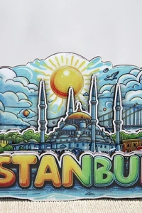 Ahşap İstanbul Temalı Magnet - Model 5