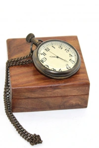 Ahşap Kutulu Pirinç Köstekli Saat Model 1