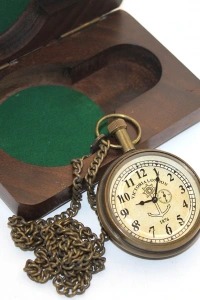 Ahşap Kutulu Pirinç Köstekli Saat Model 6