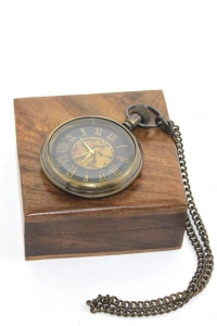 Ahşap Kutulu Pirinç Köstekli Saat Model 8