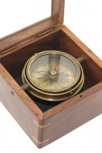 Ahşap Kutulu Pirinç Pusula Model 14