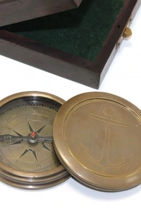 Ahşap Kutulu Pirinç Pusula Model 7