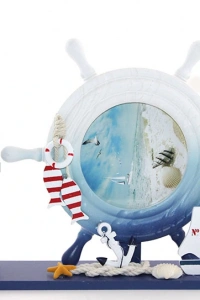 Ahşap Marin Deniz Feneri Dümenli Çerceve Model 1